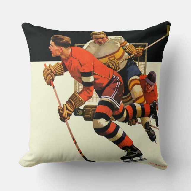 Ice Hockey Match Throw Pillow (Front)