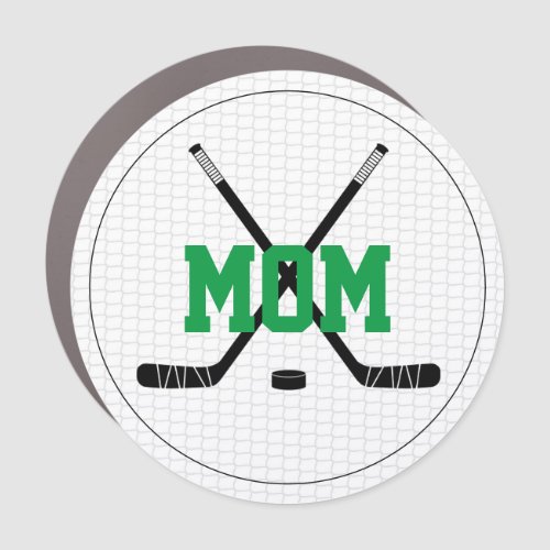 Ice Hockey MOM Sticks Puck Team Colors Fun Car Magnet