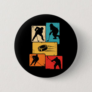 Ice Hockey Motives Colored Retro  Button