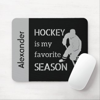 Ice Hockey mouse pad favorite season silver