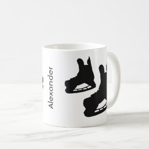 Ice Hockey mug skate pairs black white