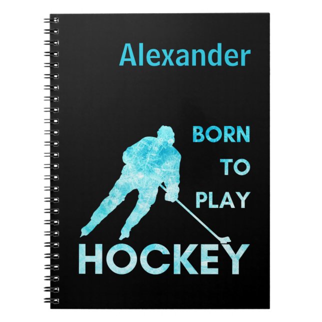 Ice hockey notebook Born to play frozen blue (Front)