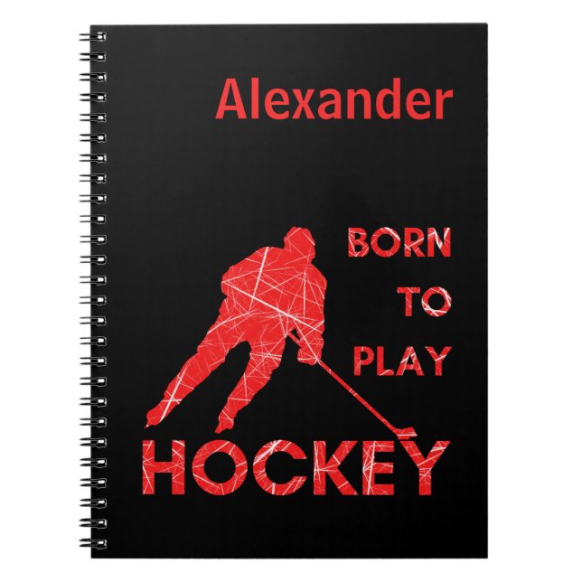 Ice hockey notebook Born to play red journal (Front)