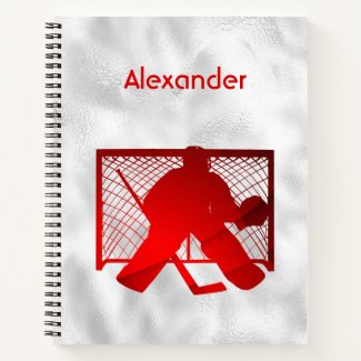 Ice hockey notebook goalie red