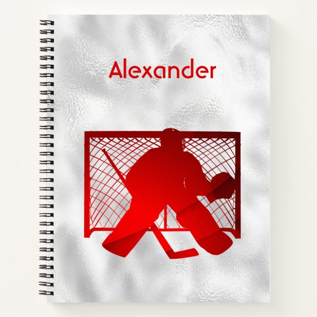 Ice hockey notebook goalie red (Front)