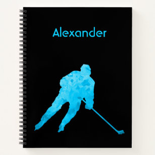 Ice Hockey notebook player silhouette turquoise