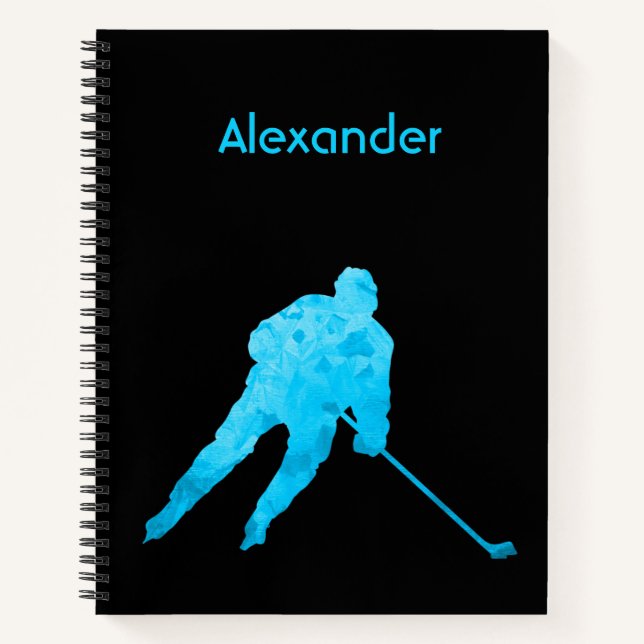 Ice Hockey notebook player silhouette turquoise (Front)