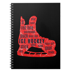 Ice Hockey Notebook (red skate with hockey words)