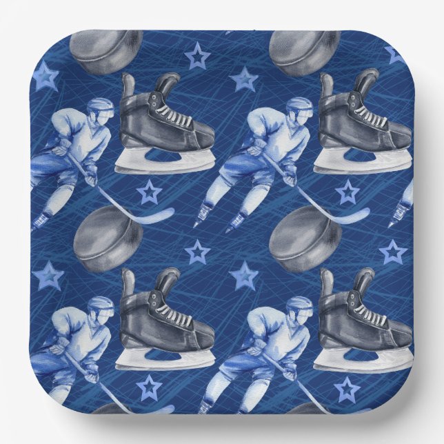 Ice Hockey Paper Plates (Front)