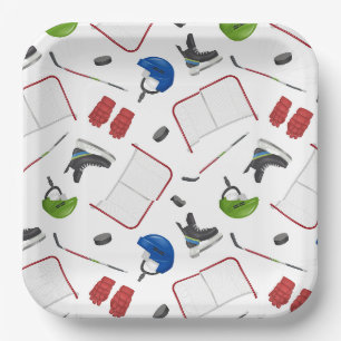 Ice Hockey Paper Plates, Hockey Birthday Party Plates