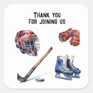 Ice-Hockey Party Favors Ice Hockey Thank You Square Sticker