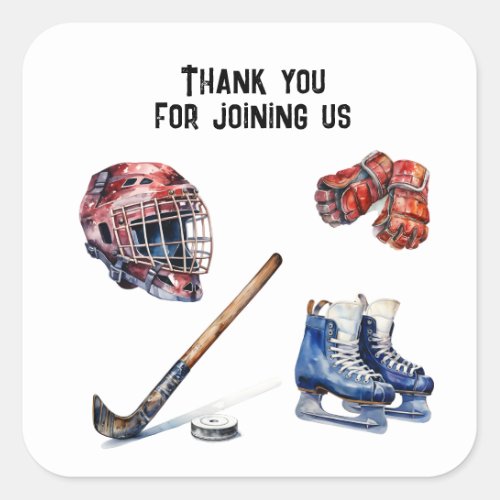 Ice_Hockey Party Favors Ice Hockey Thank You Square Sticker