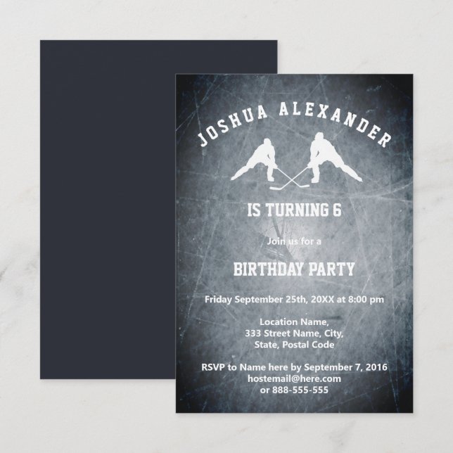 Ice Hockey Party Invitation (Front/Back)