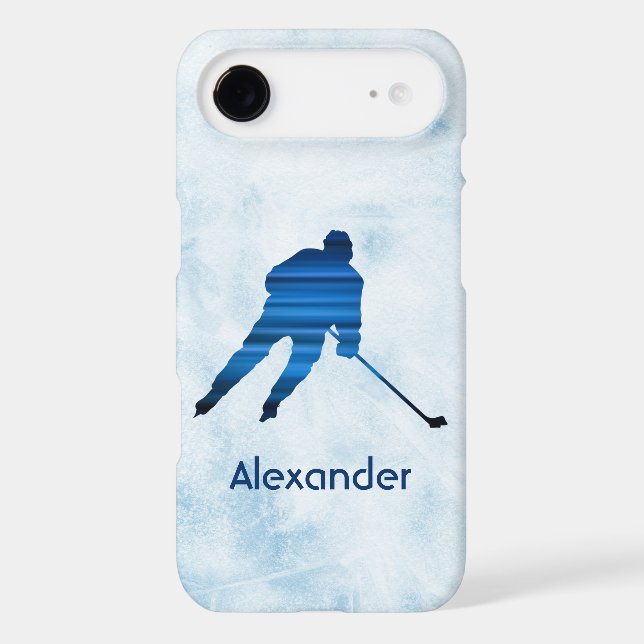 Ice Hockey phone case player name blue (Back)