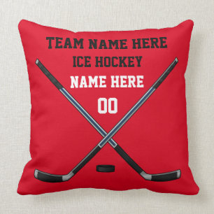 Ice Hockey Pillow with YOUR TEXT and COLORS