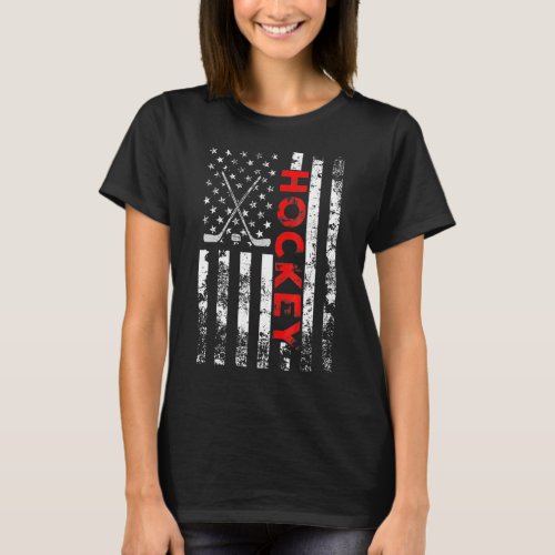 Ice Hockey Player  American Flag Hockey Usa T_Shirt