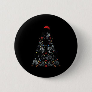 Ice Hockey Player Christmas Tree Xmas Funny Boys K Button
