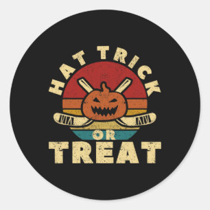 Ice Hockey Player Coach Halloween Pumpkin Hat Tric Classic Round Sticker