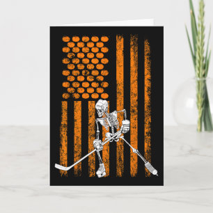 Ice Hockey Player Fan Gift Skeleton Halloween Shir Card
