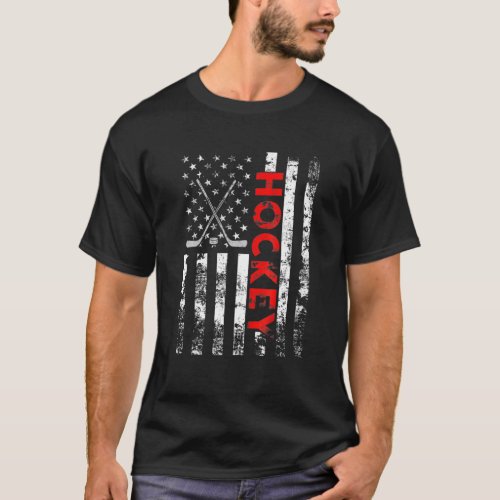 Ice Hockey Player Gift American Flag Hockey USA T_Shirt