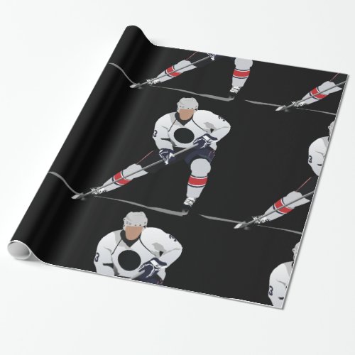Ice Hockey Player Glossy Wrapping Paper