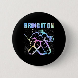 Ice Hockey Player Goalkeeper Ice Hockey Goalie Hoc Button