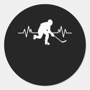 Ice Hockey Player Heartbeat Fun Funny Sports Gift Classic Round Sticker