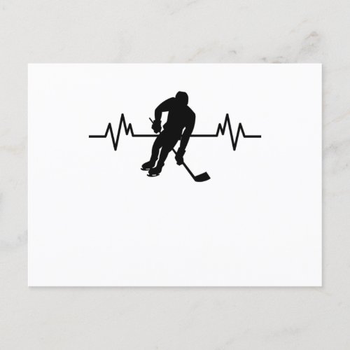 Ice Hockey Player Heartbeat Fun Funny Sports Gift Postcard