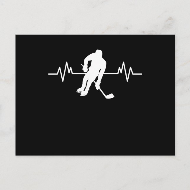 Ice Hockey Player Heartbeat Fun Funny Sports Gift Postcard (Front)