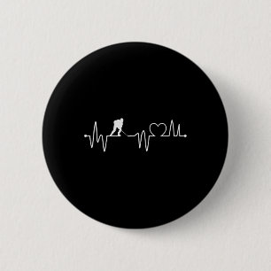 Ice Hockey Player Heartbeat Mens Youth Boys And Gi Button