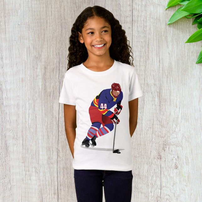 Ice Hockey Player in Action Red and Blue Team T-Shirt (Creator Uploaded)