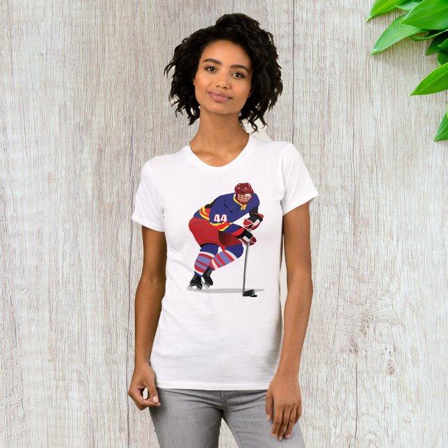 Ice Hockey Player in Action Red and Blue Team T-Shirt (Creator Uploaded)