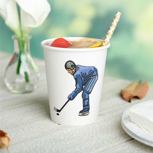 Ice Hockey Player in Blue Uniform Paper Cups (Creator Uploaded)