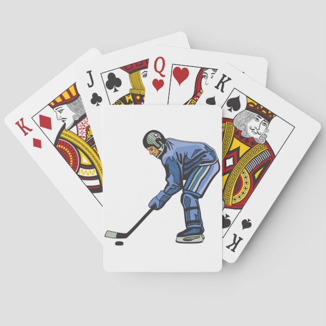 Ice Hockey Player in Blue Uniform Poker Cards (Back)