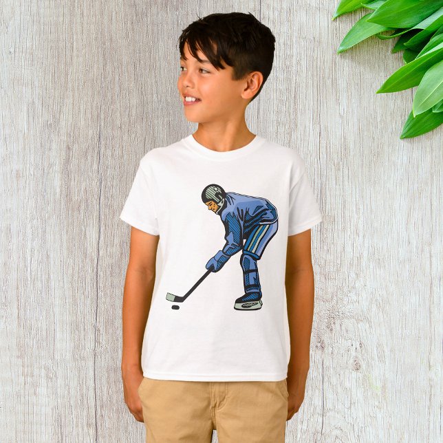 Ice Hockey Player in Blue Uniform T-Shirt (Creator Uploaded)