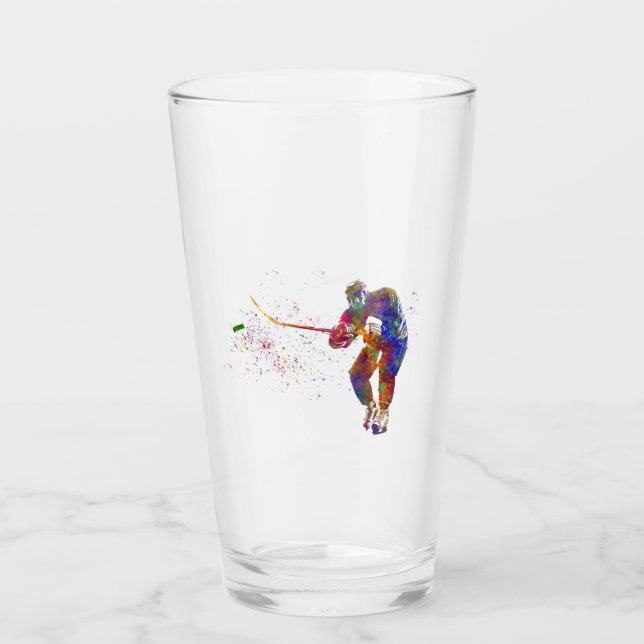 Ice hockey player in watercolor glass (Front)