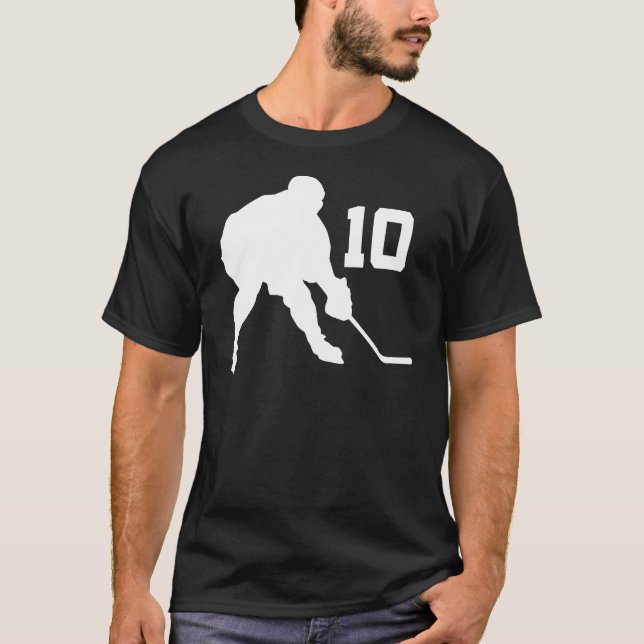 Ice Hockey Player Jersey Number 10 T-Shirt (Front)