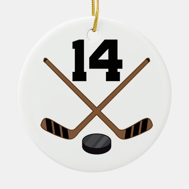 Ice Hockey Player Jersey Number 14 Ornament (Front)