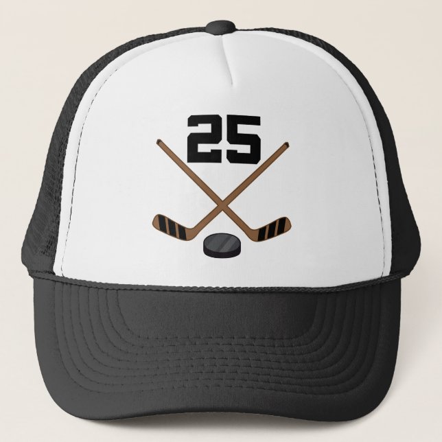 Ice Hockey Player Jersey Number 25 Gift Trucker Hat (Front)