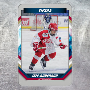 Ice Hockey Player Keepsake On Cool Gray Custom Magnet