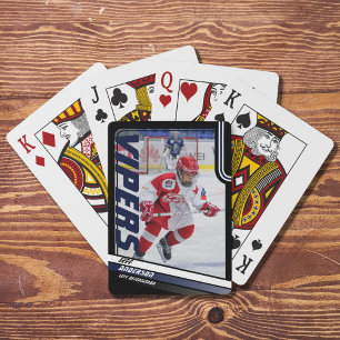 Ice Hockey Player Keepsake On Dynamic Blue  Poker Cards