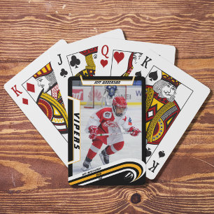 Ice Hockey Player Keepsake On Lively Yellow Custom Poker Cards