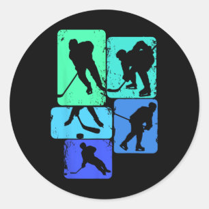 Ice Hockey Player Kids Boys Youth  Classic Round Sticker