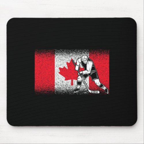 Ice Hockey Player Maple Leaf Canadian Flag Canada  Mouse Pad