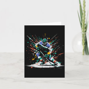 Ice Hockey Player Paint Splatter Art Srts Men Boys Card