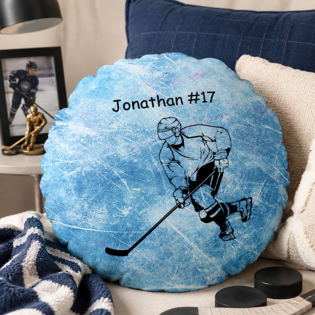 Ice Hockey Player Round Pillow (Creator Uploaded)