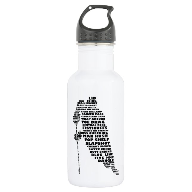 Ice Hockey Player Stainless Steel Water Bottle (Front)