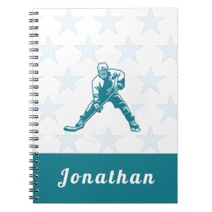 Ice Hockey Player Star Custom Name Winter Sports   Notebook