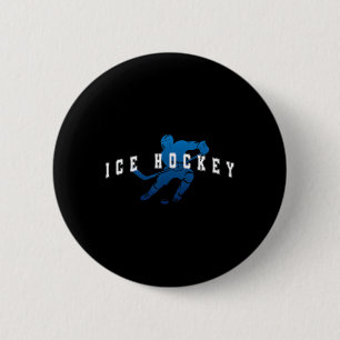 Ice Hockey Player Team Blue Varsity Text Button
