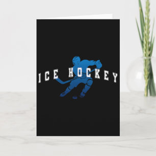 Ice Hockey Player Team Blue Varsity Text  Card